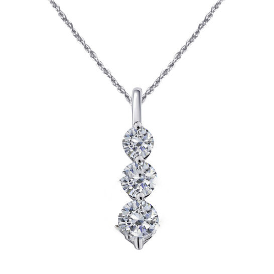 Original Maulijewels 1/2 Carat White Diamond 14K Solid White Gold Tear Drop Pendant Necklace For Women With 18" 925 Sterling Silver Box Chain