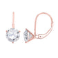 Original Maulijewels 1/2 Carat White Diamond ( H-I/ I1-I2 ) Women's Three Prong Set Martini Leverback Earrings In 14K Solid Rose Gold