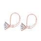 Original Maulijewels 1/2 Carat White Diamond ( H-I/ I1-I2 ) Women's Three Prong Set Martini Leverback Earrings In 14K Solid Rose Gold