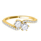 Original Maulijewels 1/2 Carat White Diamond Two Stone Women/ Girls Wedding Engagement Ring 14K Solid Yellow Gold