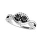 Original Maulijewels 1.25 Carat Black Two Stone & Yellow Diamond Engagement Rings In 14K Solid White Gold