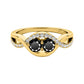 Original Maulijewels 1.25 Carat Black Two Stone & Yellow Diamond Engagement Rings In 14K Solid Yellow Gold