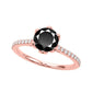 Original Maulijewels 1.25 Carat Black & White Diamond Engagement Rings In 14K Rose Gold