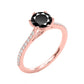 Original Maulijewels 1.25 Carat Black & White Diamond Engagement Rings In 14K Rose Gold