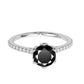 Original Maulijewels 1.25 Carat Black & White Diamond Engagement Rings In 14K White Gold