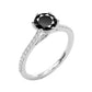 Original Maulijewels 1.25 Carat Black & White Diamond Engagement Rings In 14K White Gold