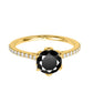 Original Maulijewels 1.25 Carat Black & White Diamond Engagement Rings In 14K Yellow Gold