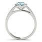 Original Maulijewels 1.25 Carat Cushion Cut Aquamarine And Diamond Bridal Set Ring in 10K White Gold