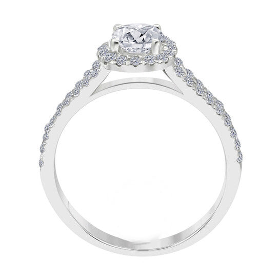 Original Maulijewels 1.25 Carat Cushion Halo Real White Diamond Engagement Wedding Ring In 14k white Gold