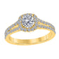 Original Maulijewels 1.25 Carat Cushion Halo Real White Diamond Engagement Wedding Ring In 14k Yellow Gold