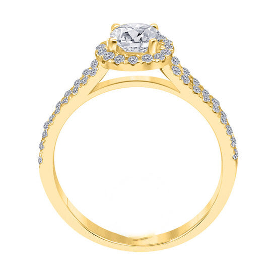 Original Maulijewels 1.25 Carat Cushion Halo Real White Diamond Engagement Wedding Ring In 14k Yellow Gold