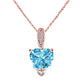 Original Maulijewels 1.25 Carat Heart Shape Blue Topaz Gemstone And White Diamond Pendant In 10k Rose Gold With 18" 10k Rose Gold Plated Sterling Silver Box Ch