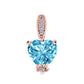 Original Maulijewels 1.25 Carat Heart Shape Blue Topaz Gemstone And White Diamond Pendant In 10k Rose Gold With 18" 10k Rose Gold Plated Sterling Silver Box Ch