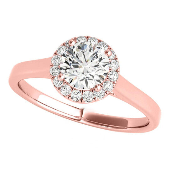 Original Maulijewels 1.25 Carat Moissanite & Halo Round Diamond Engagement Ring 14K Solid Rose Gold