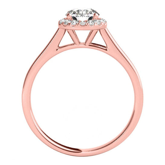 Original Maulijewels 1.25 Carat Moissanite & Halo Round Diamond Engagement Ring 14K Solid Rose Gold