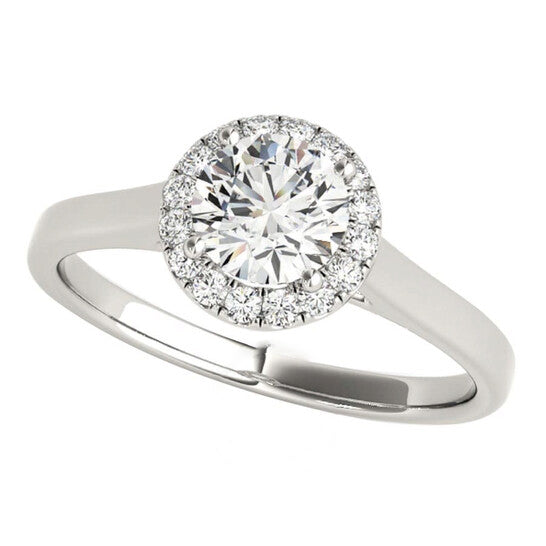 Original Maulijewels 1.25 Carat Moissanite & Halo Round Diamond Engagement Ring 14K Solid White Gold