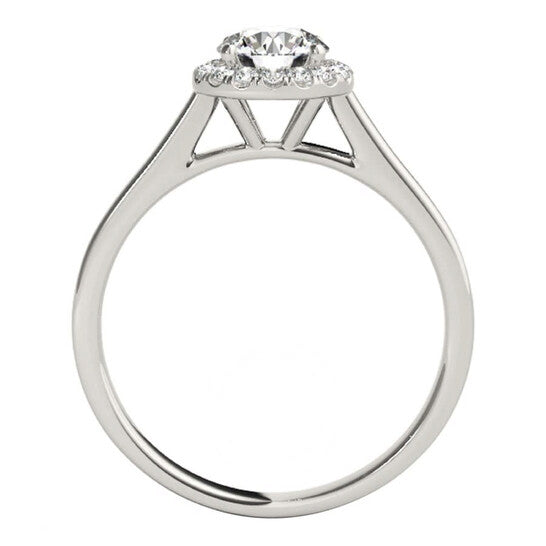 Original Maulijewels 1.25 Carat Moissanite & Halo Round Diamond Engagement Ring 14K Solid White Gold