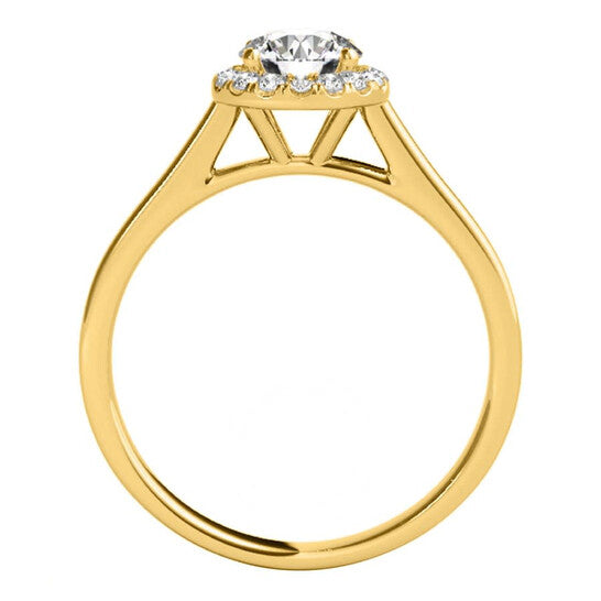 Original Maulijewels 1.25 Carat Moissanite & Halo Round Diamond Engagement Ring 14K Solid Yellow Gold