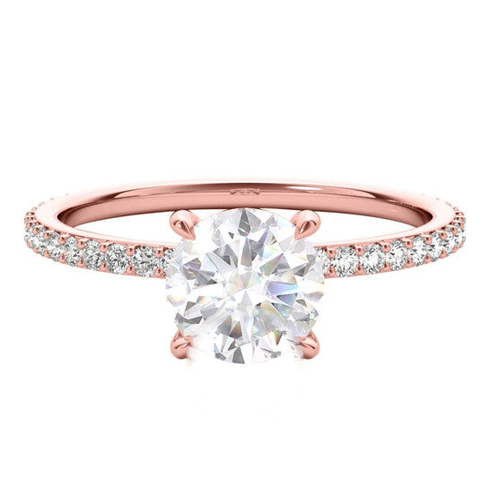 Original Maulijewels 1.35 Carat Diamond White Moissanite Engagement Rings For Women In 14K Solid Rose Gold