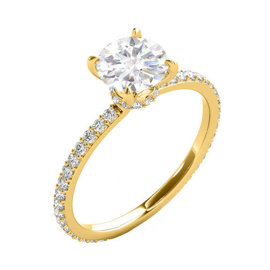 Original Maulijewels 1.35 Carat Diamond White Moissanite Engagement Rings For Women In 14K Solid Yellow Gold