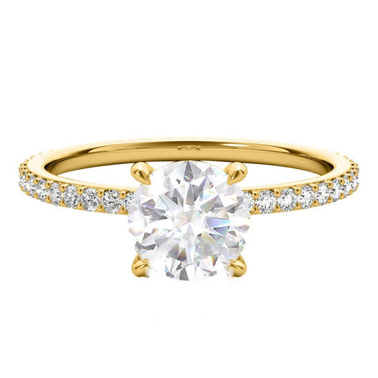 Original Maulijewels 1.35 Carat Diamond White Moissanite Engagement Rings For Women In 14K Solid Yellow Gold