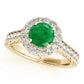 Original Maulijewels 1.40 Carat Round Shape Emerald And Diamond Wedding Ring in 14K Yellow Gold