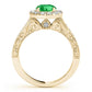 Original Maulijewels 1.40 Carat Round Shape Emerald And Diamond Wedding Ring in 14K Yellow Gold