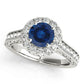 Original Maulijewels 1.40 Carat Round Shape Sapphire And Diamond Wedding Ring in 14k White Gold