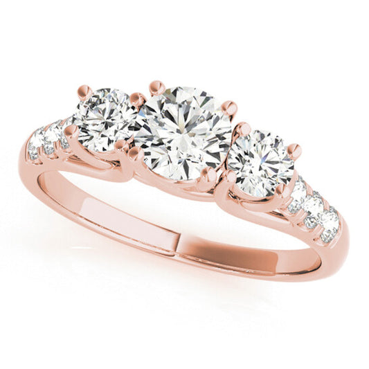 Original Maulijewels 14k Rose Gold 0.50 Carat Halo Diamond Engagement Ring