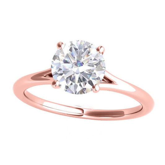 Original Maulijewels 14K Rose Gold 1.50 Carat White Moissanite Diamond Engagement Wedding Ring