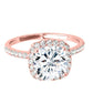 Original Maulijewels 14K Rose Gold 1.75 Carat Cushion Cut Moissanite Diamond ( G-H/ VS1 ) Halo Engagement Ring