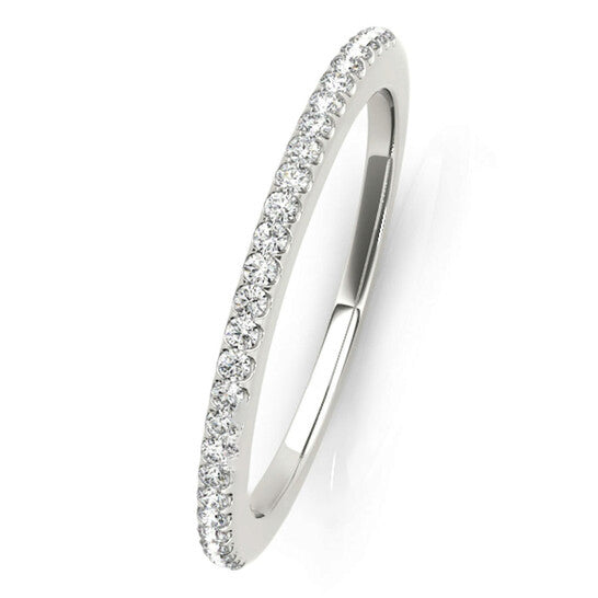 Original Maulijewels 14K White Gold 0.14 Carat Diamond Wedding Band