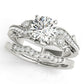 Original Maulijewels 14K White Gold 0.60 Carat Halo Diamond Engagement Bridal Ring Set