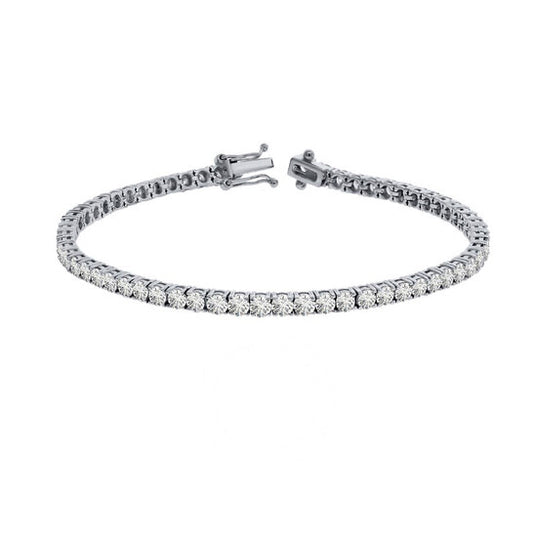 Original Maulijewels 14K White Gold 10.00 Cttw Lab Grown Round Diamond Prong Set Tennis Bracelet For Women With 7" Length