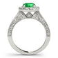 Original Maulijewels 14K White Gold Gemstone And Diamond Ring With 1.40 Carat Round Shape Emerald And Diamonds