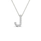 Original Maulijewels 14K White Gold Initial " J " 0.09 Carat Natural Round White Diamond Pendant Necklace With 18" Cable Chain