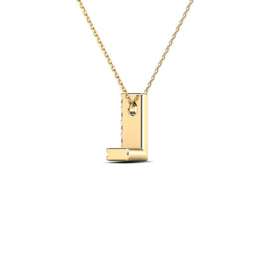 Original Maulijewels 14K Yellow Gold 0.07 Ct Natural Prong Set Diamond Initial " L " Necklace Pendant With 18" Gold Cable Chain