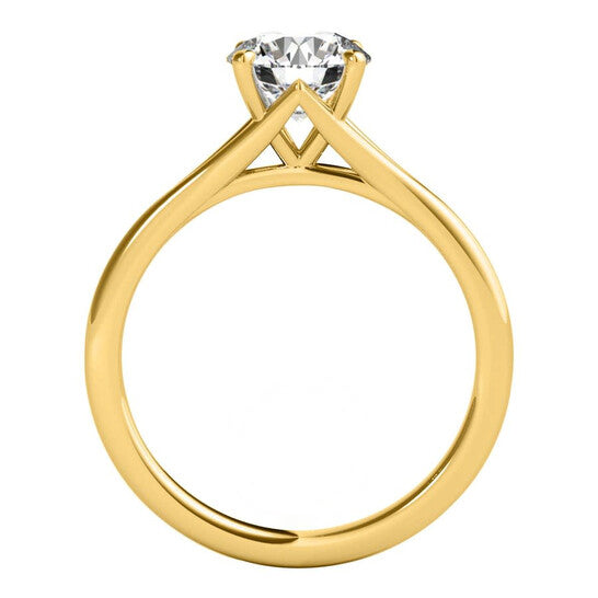 Original Maulijewels 14K Yellow Gold 1.50 Carat White Moissanite Diamond Engagement Wedding Ring