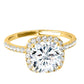 Original Maulijewels 14K Yellow Gold 1.75 Carat Cushion Cut Moissanite Diamond ( G-H/ VS1 ) Halo Engagement Ring