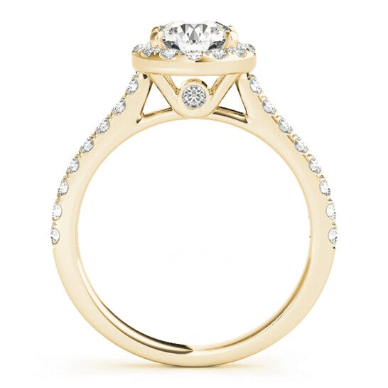 Original Maulijewels 14K Yellow Gold Bridal Set 0.75 Carat Halo Diamond Engagement Ring