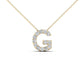 Original Maulijewels 14K Yellow Gold Initial " G " Set With 0.13 Carat Natural Round White Diamond Comes With 18" Gold Cable Chain