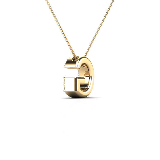 Original Maulijewels 14K Yellow Gold Initial " G " Set With 0.13 Carat Natural Round White Diamond Comes With 18" Gold Cable Chain