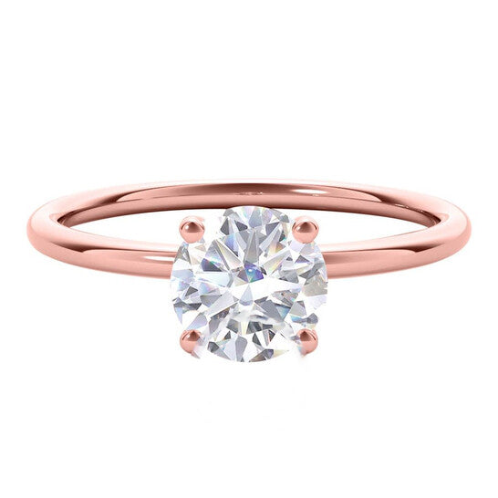 Original Maulijewels 1.5 Carat Diamond 14K Rose Gold Moissanite ( G-H/ VS1 ) Solitaire Engagement Ring