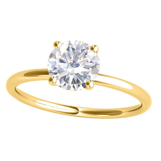 Original Maulijewels 1.5 Carat Diamond 14K Yellow Gold Moissanite ( G-H/ VS1 ) Solitaire Engagement Ring