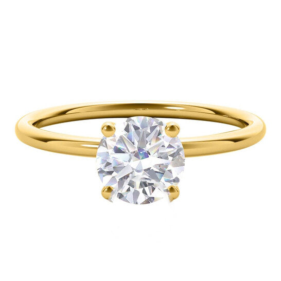 Original Maulijewels 1.5 Carat Diamond 14K Yellow Gold Moissanite ( G-H/ VS1 ) Solitaire Engagement Ring