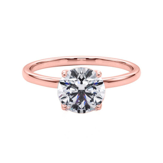 Original Maulijewels 1.50 Carat Diamond Moissanite Solitaire Engagement Rings For Women In 10K Rose Gold