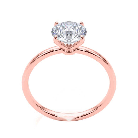 Original Maulijewels 1.50 Carat Diamond Moissanite Solitaire Engagement Rings For Women In 10K Rose Gold