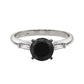 Original Maulijewels 1.50 Carat Natural Black & White Diamond Engagement Solitaire Rings In Solid 10K White Gold