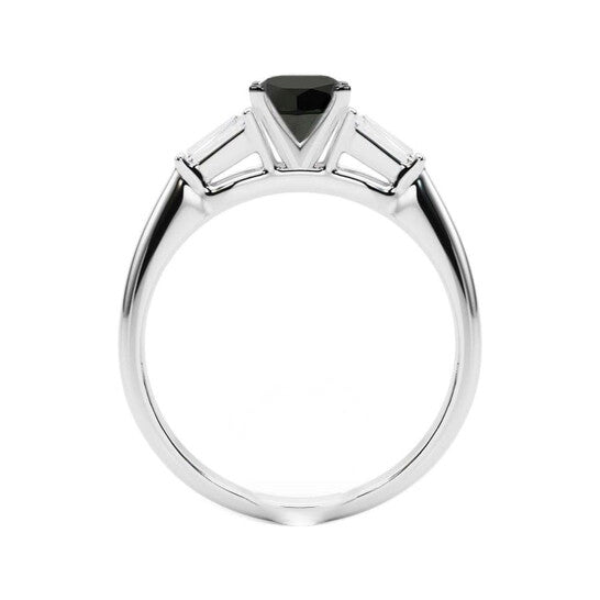 Original Maulijewels 1.50 Carat Natural Black & White Diamond Engagement Solitaire Rings In Solid 10K White Gold