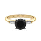 Original Maulijewels 1.50 Carat Natural Black & White Diamond Engagement Solitaire Rings In Solid 10K Yellow Gold